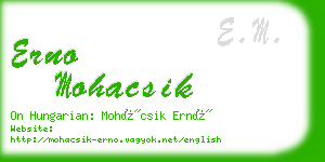 erno mohacsik business card